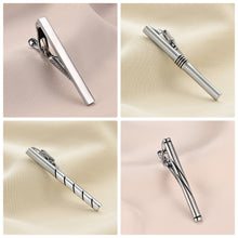 Load image into Gallery viewer, UJOY Tie Clips Set for Men Tie Bar Clip Black Silver-Tone Gold-Tone for Wedding Business with Gift Box