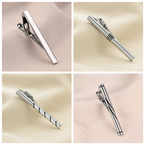 UJOY Tie Clips Set for Men Tie Bar Clip Black Silver-Tone Gold-Tone for Wedding Business with Gift Box