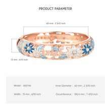 Cargar imagen en el visor de la galería, UJOY Bangles 6 Pcs Enamel Jewelry Different Colors Set Flower Gold Engraved Cloisonne Bracelets Pack in a Box 6 PCS