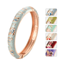 Load image into Gallery viewer, UJOY Different Colors Enamel Jewelry Set Golden Rose Flower Engraved 7 PCS Cloisonne Bracelets in a Box