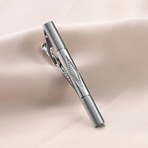 UJOY Tie Clips for Men 4 Pcs Tie Bars Clip Set Silver Black 2.3 Inches Business Shirt Necktie Parts