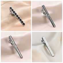 Load image into Gallery viewer, UJOY Tie Clips Set for Men Tie Bar Clip Black Silver-Tone Gold-Tone for Wedding Business with Gift Box
