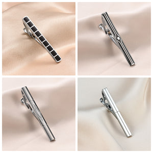 UJOY Tie Clips Set for Men Tie Bar Clip Black Silver-Tone Gold-Tone for Wedding Business with Gift Box