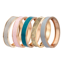 Cargar imagen en el visor de la galería, UJOY Bangles 5 Pcs Different Colors Enamel Jewelry Set Gold Engraved Cloisonne Bracelets Pack in a Box