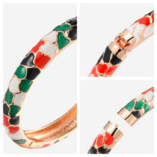 Load image into Gallery viewer, UJOY Bangles 6 Pcs Enamel Jewelry Set Striped Colorful Cuff Bangles Engraved Cloisonne Bracelets Pack in a Box 6 PCS