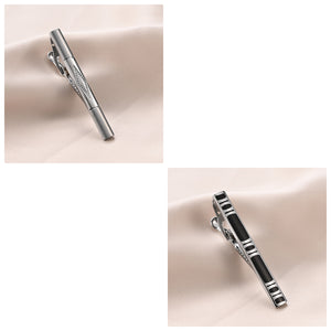 UJOY Tie Clips Set for Men Tie Bar Clip Black Silver-Tone Gold-Tone for Wedding Business with Gift Box