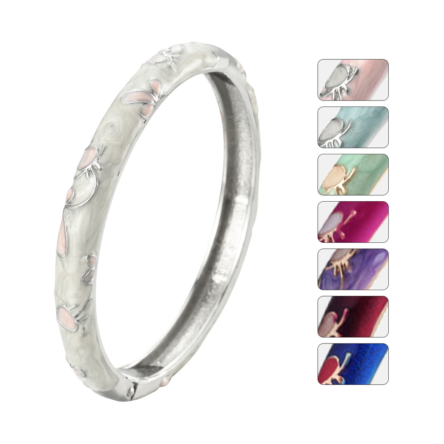UJOY Bangles 8 Pcs Enamel Jewelry Set Gold Flower Engraved Cloisonne Bracelets Pack in a Box 8 PCS