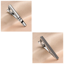 Load image into Gallery viewer, UJOY Tie Clips Set for Men Tie Bar Clip Black Silver-Tone Gold-Tone for Wedding Business with Gift Box