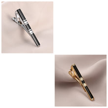 Cargar imagen en el visor de la galería, UJOY Tie Clips Set for Men Tie Bar Clip Black Silver-Tone Gold-Tone for Wedding Business with Gift Box