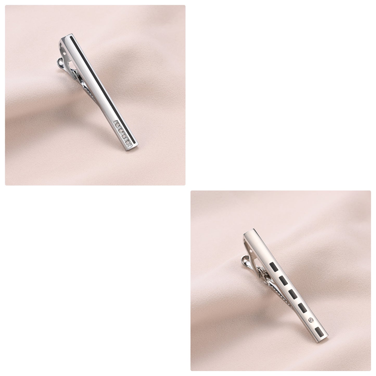 UJOY Tie Clips Set for Men Tie Bar Clip Black Silver-Tone Gold-Tone for Wedding Business with Gift Box