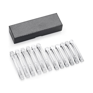 UJOY French Barrettes - DIY Basics Hair Clips, Metal Hair Grips Accessory, Silver Hair Barrettes - 12Pcs for Size 3"&4" Hairdressing Clips, Valentine Day Gifts for Her