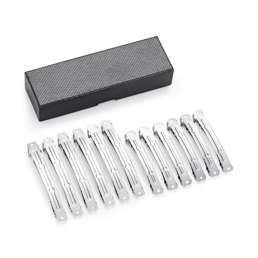 UJOY French Barrettes - DIY Basics Hair Clips, Metal Hair Grips Accessory, Silver Hair Barrettes - 12Pcs for Size 3