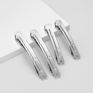 UJOY French Barrettes - DIY Basics Hair Clips, Metal Hair Grips Accessory, Silver Hair Barrettes - 12Pcs for Size 3"&4" Hairdressing Clips, Valentine Day Gifts for Her