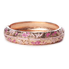 Cargar imagen en el visor de la galería, UJOY Gold Tone Bracelet Bangle Hinge Enamel Pink Rose Vintage Women&#39;s Birthday Gift 55C34