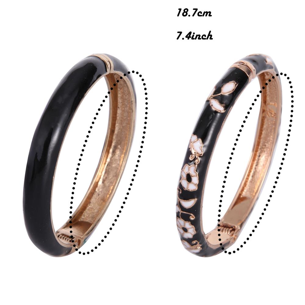 Black Double Bangles For Women Cloisonne Enamel Women's Bracelet On Hand Female Fashion Jewelry Gift For Mother's Day Birthday