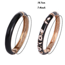 Load image into Gallery viewer, Black Double Bangles For Women Cloisonne Enamel Women&#39;s Bracelet On Hand Female Fashion Jewelry Gift For Mother&#39;s Day Birthday