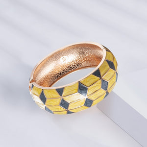 UJOY Wide Cuff Bracelet Latest Design Colorful Enamel  Handmade Spring Hinged  Jewelry  Gift