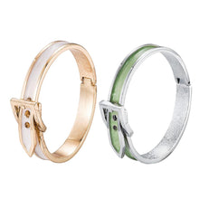 Load image into Gallery viewer, UJOY Belt Design Bracelet Light Green in Silver Gold White Tone Trendy Jewelry 7742