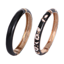 Load image into Gallery viewer, Black Double Bangles For Women Cloisonne Enamel Women&#39;s Bracelet On Hand Female Fashion Jewelry Gift For Mother&#39;s Day Birthday
