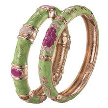 Cargar imagen en el visor de la galería, UJOY Peony Rose Bracelet Cuff Hinge Enamel Green Fashion Accessories for Lady Women&#39;s Gift 55A127