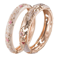 Cargar imagen en el visor de la galería, UJOY 2 Pcs Bracelet Set Gold Nude Color Enamel Cuff Bangle Birthday Gift For Women 55A82