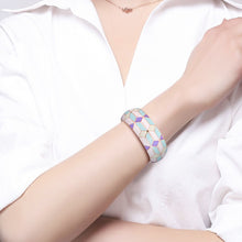 Load image into Gallery viewer, UJOY Wide Cuff Bracelet Latest Design Colorful Enamel  Handmade Spring Hinged  Jewelry  Gift