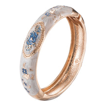 Cargar imagen en el visor de la galería, UJOY Cuff Bracelet Bangle Light Blue Peony Rose Flower Design Gift for Women 55C58