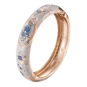 UJOY Cuff Bracelet Bangle Light Blue Peony Rose Flower Design Gift for Women 55C58