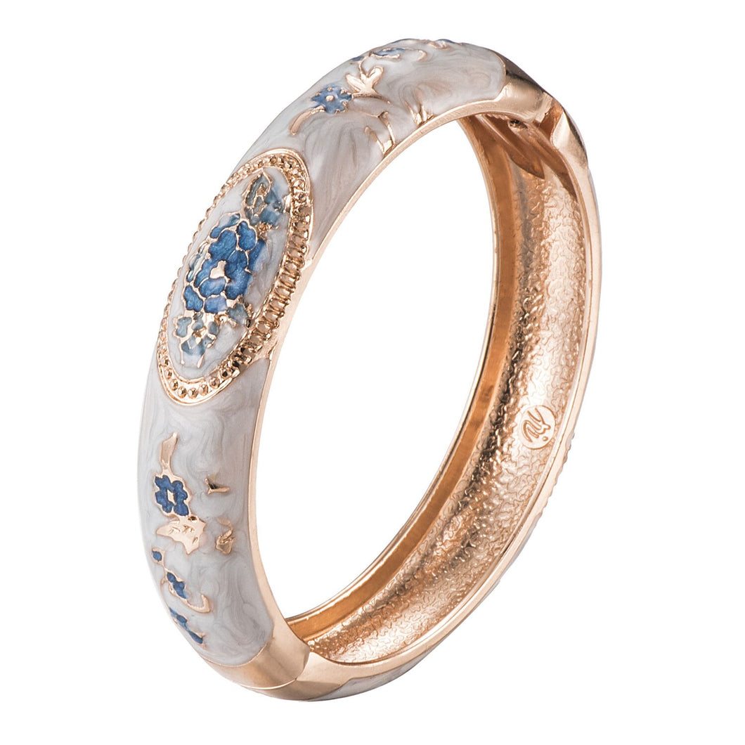 UJOY Cuff Bracelet Bangle Light Blue Peony Rose Flower Design Gift for Women 55C58