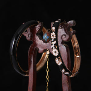 Black Double Bangles For Women Cloisonne Enamel Women's Bracelet On Hand Female Fashion Jewelry Gift For Mother's Day Birthday