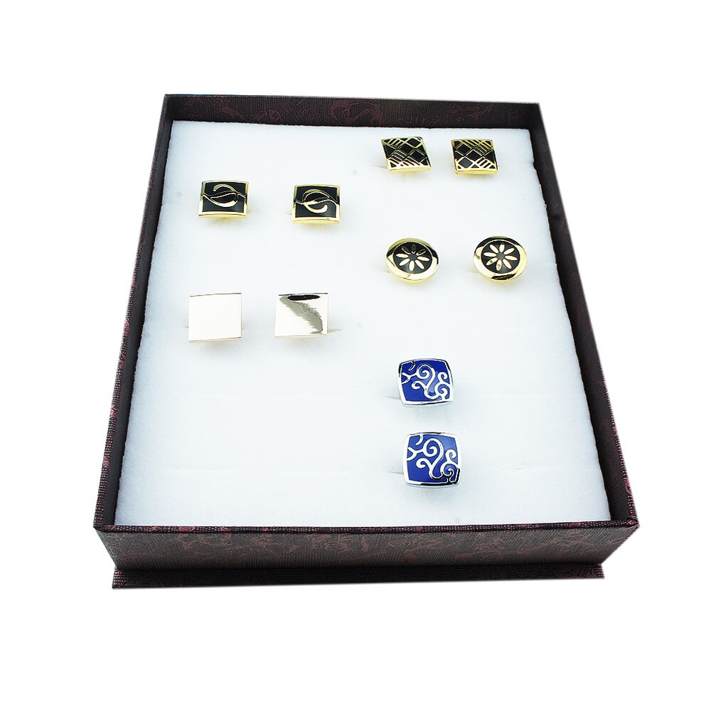 UJOY 12 pair Chinese Red Pattern classic cufflinks storage box Paper made Velvet inner gift box CTB201