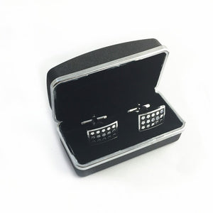 UJOY Black cufflinks boxes for man shinning classic design plastic box velvet inner high quality gift box CTB015
