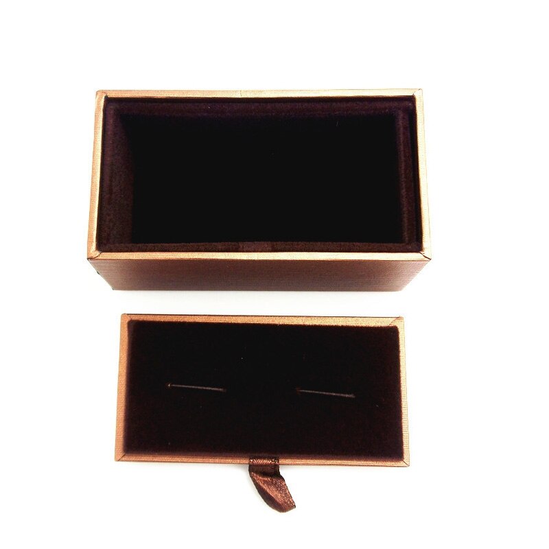 UJOY Classic  Brown Cufflinks Box Gift Box Velvet inner Can be Customized with Logo CTB008