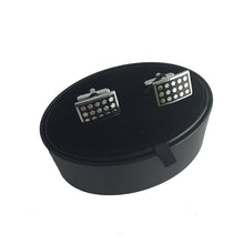 Cargar imagen en el visor de la galería, UJOY Black Cufflinks Box oval shape design velvet inner gift box CTB012