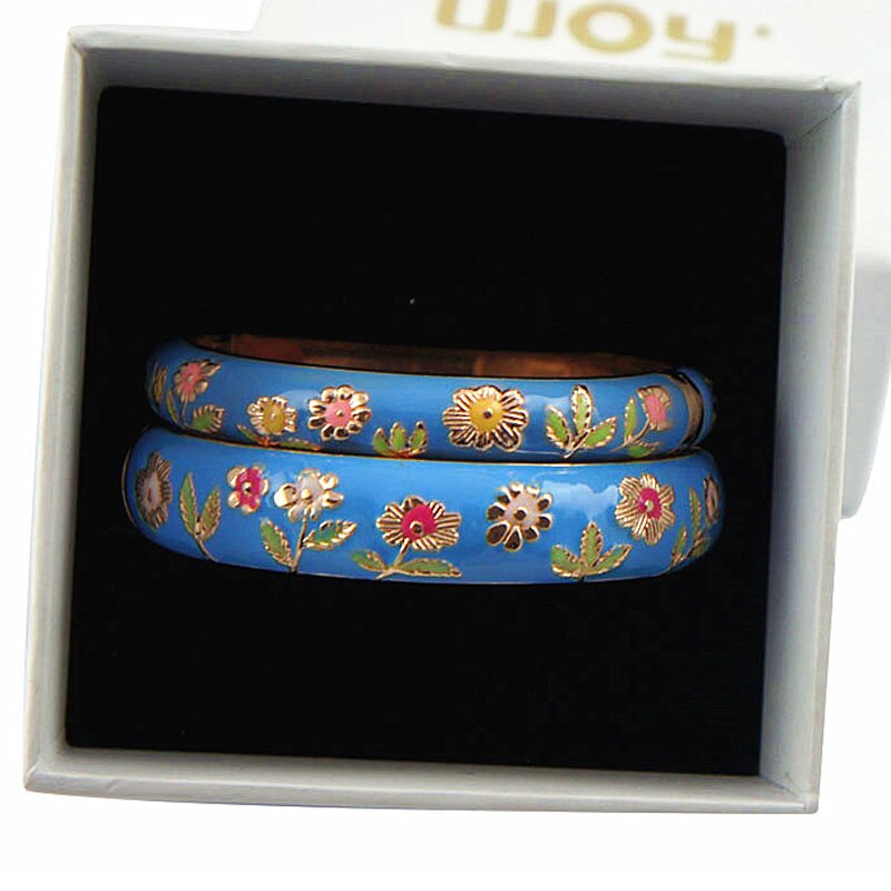 Bangle For Women Cloisonne Women Bracelet On Hand Beautiful Sunflower Double Bangles Set Trendy Jewelry Vintage Jewelry 55C36