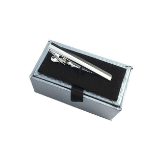 UJOY CLASSIC SILVER GREY Tie Clip Box Paper Box Velvet Inner Case Jewelry Gift Box