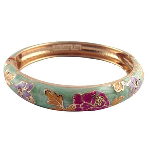 UJOY Fashion Bracelet Colorful Enameled Flower Cuff Bangle Cloisonne Bracelets Jewelry Gift for Women 55A113