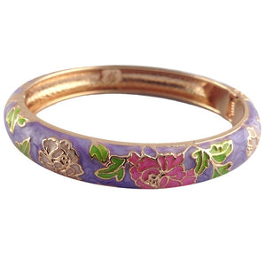 UJOY Fashion Bracelet Colorful Enameled Flower Cuff Bangle Cloisonne Bracelets Jewelry Gift for Women 55A113