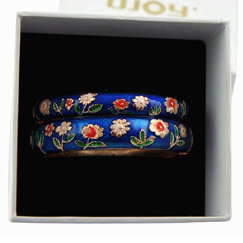 Bangle For Women Cloisonne Women Bracelet On Hand Beautiful Sunflower Double Bangles Set Trendy Jewelry Vintage Jewelry 55C36