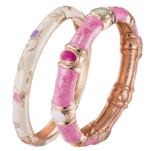 UJOY Fashion Bracelet Alloy Peach Cream Gold Tone Bangle Accessories for Girl 55B09