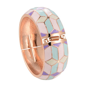 UJOY Wide Cuff Bracelet Latest Design Colorful Enamel  Handmade Spring Hinged  Jewelry  Gift