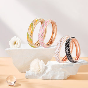 Mother's Day Gift Hollow Out Design Elegant Brass Bangles Candy Color Women's Accessories Trendy Bracelets Fashion Bangle