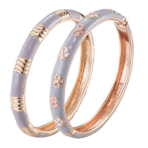 UJOY  Elegant Bangles For Baby And Child Gift  Accessories Cute Gold-Color Plated Enamel Bracelets