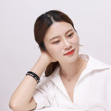 Load image into Gallery viewer, Black Double Bangles For Women Cloisonne Enamel Women&#39;s Bracelet On Hand Female Fashion Jewelry Gift For Mother&#39;s Day Birthday