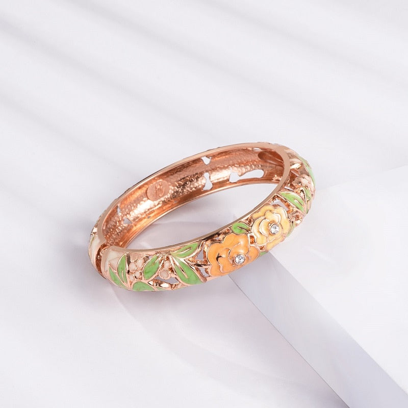 Chinese Characteristics Cloisonne Bracelet Exquisite Rose Modelling Nice Ladies Wear Temperament Against Bangles Accessories