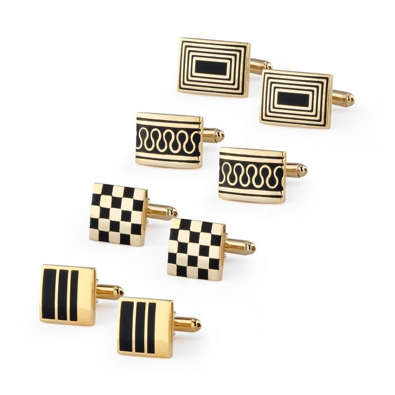 4 Pairs Set CuffLinks For Mens Wedding Guests Gift Souvenirs Man Shirt Cufflink With Gift Box Luxury Jewelry Business Tie Clips