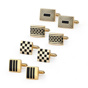 4 Pairs Set CuffLinks For Mens Wedding Guests Gift Souvenirs Man Shirt Cufflink With Gift Box Luxury Jewelry Business Tie Clips