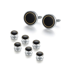 Wedding Man Cuff Link Set Luxury Man Shirt Cufflinks Blue Clock Wed Cufflink Shirts Studs Button And Cufflinks For Mens Tie Clip