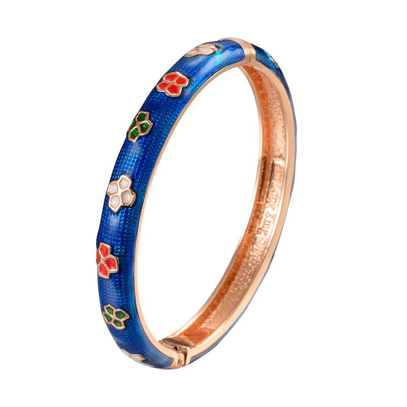 Enamel Floral Bracelets For Women Bangle On Hand Hawaiian Cloisonne India African Jewelry Women's Hand Bracelets Designer Gifts