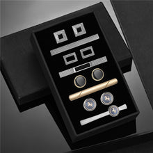 Load image into Gallery viewer, 4 Sets Tie Clips And Cufflinks For Mens With Box Wedding Guests Gifts Man Shirt Cufflink Pisa Ties Luxury Men&#39;s Gift For Husband
